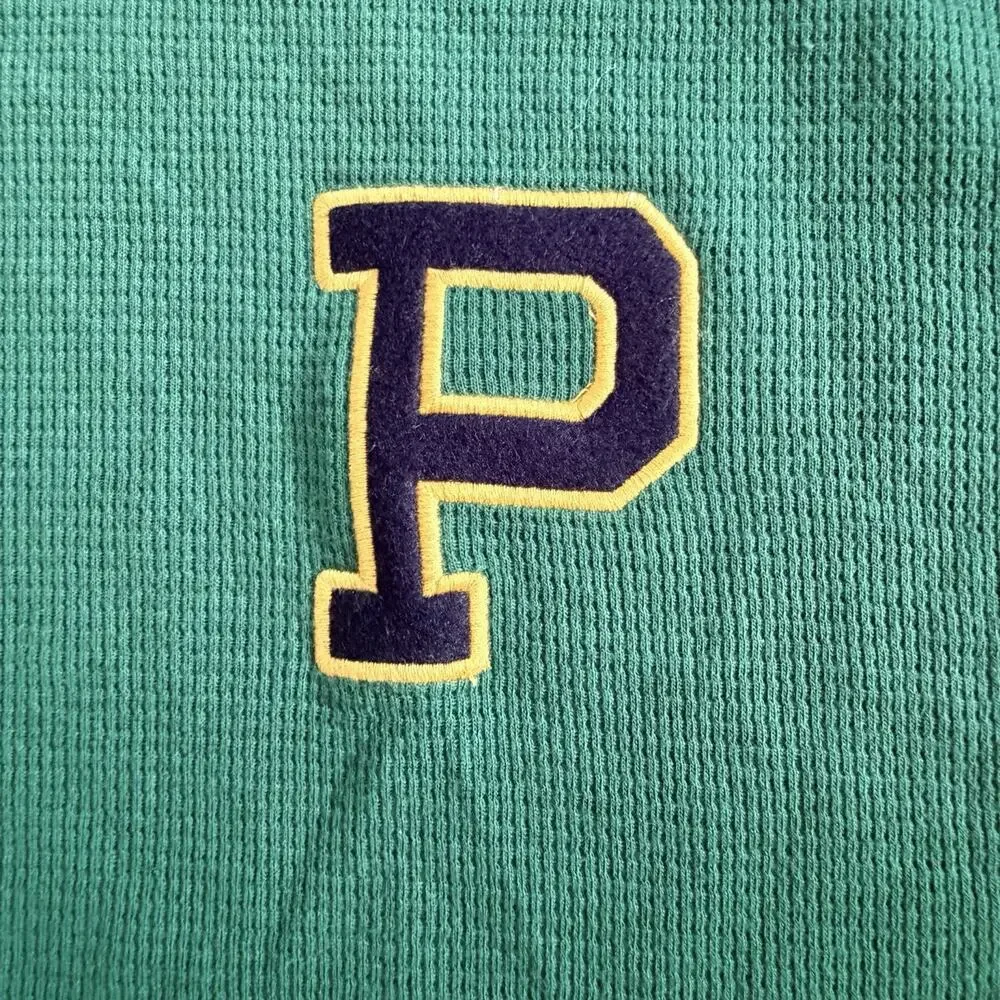 Polo Ralph Lauren Green Waffle Thermal Knit Long Sleeve Mens Shirt Top 2XL Logo